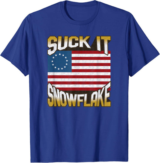Anti Liberal 1776 Betsy Ross Flag Shirt Suck It Snowflake T-Shirt - T-Shirt | Royal