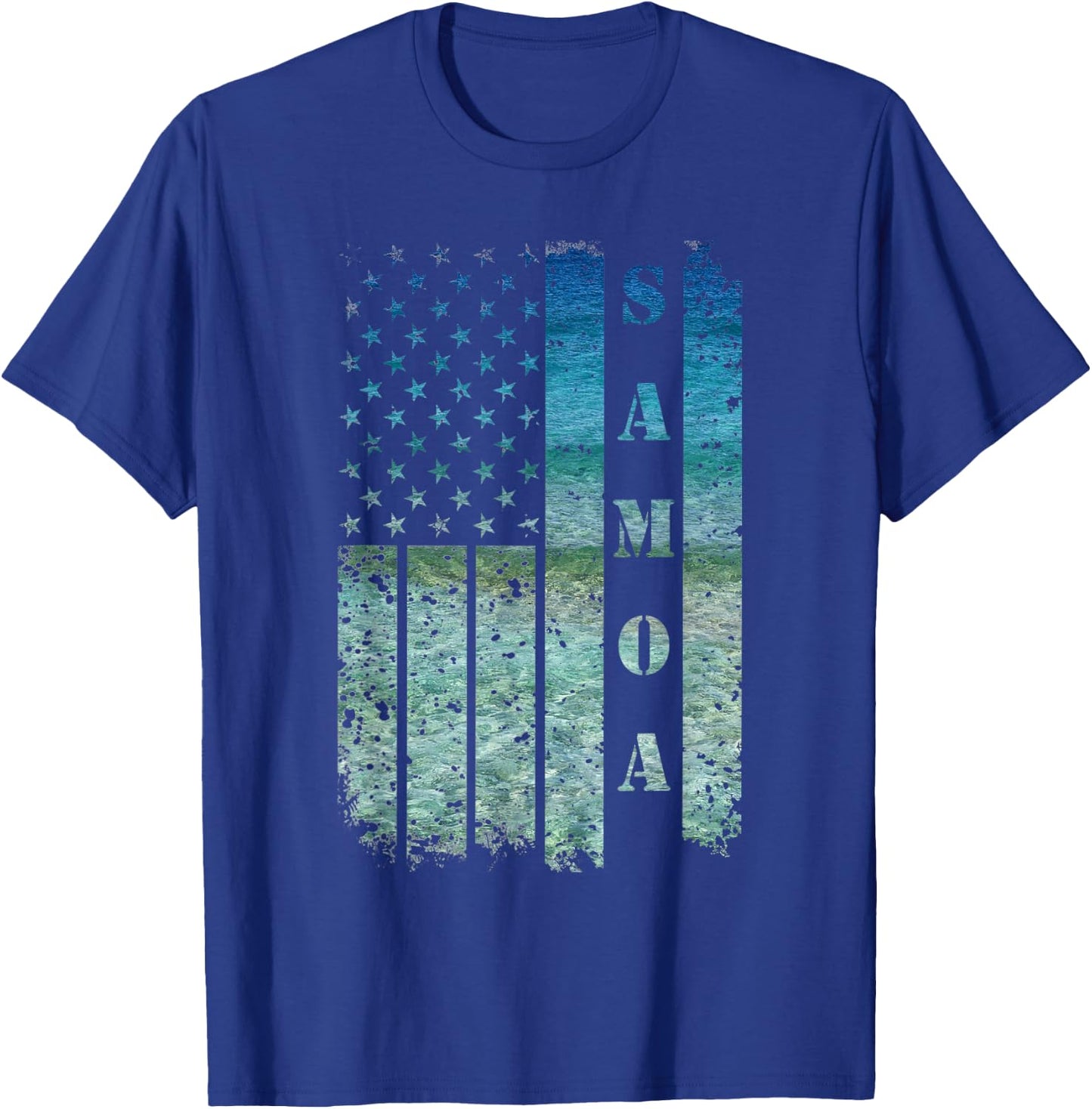Vintage USA American Flag Samoa Samoan Beach Sunset Surfer T-Shirt - T-Shirt | Royal
