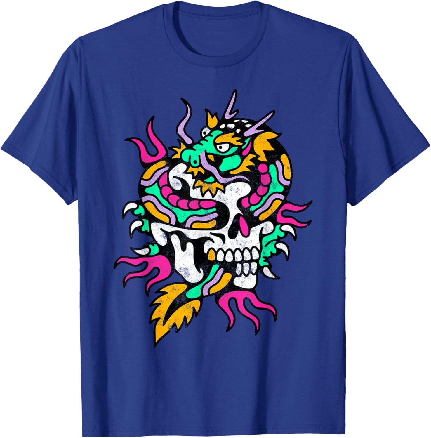 Skull Dragon American Traditional Old School Tattoo Artist T-Shirt - T-Shirt | Royal