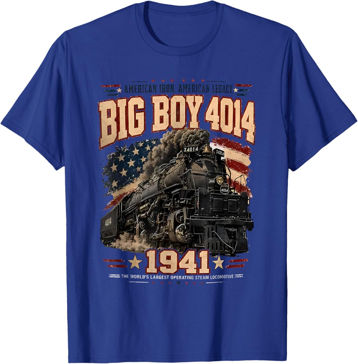 Big Boy 4014 Vintage Steam Locomotive Railroad Train Engine T-Shirt - T-Shirt | Royal