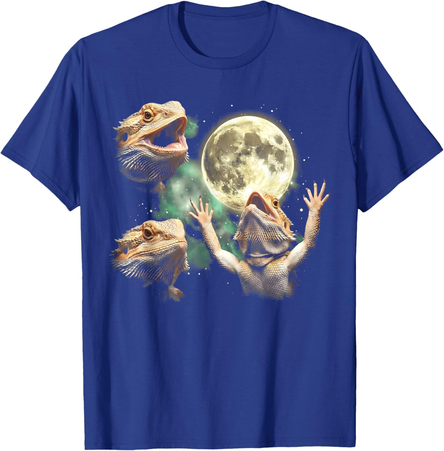 Three Bearded Dragon Moon Howling Vintage Graphic Meme T-Shirt - T-Shirt | Royal