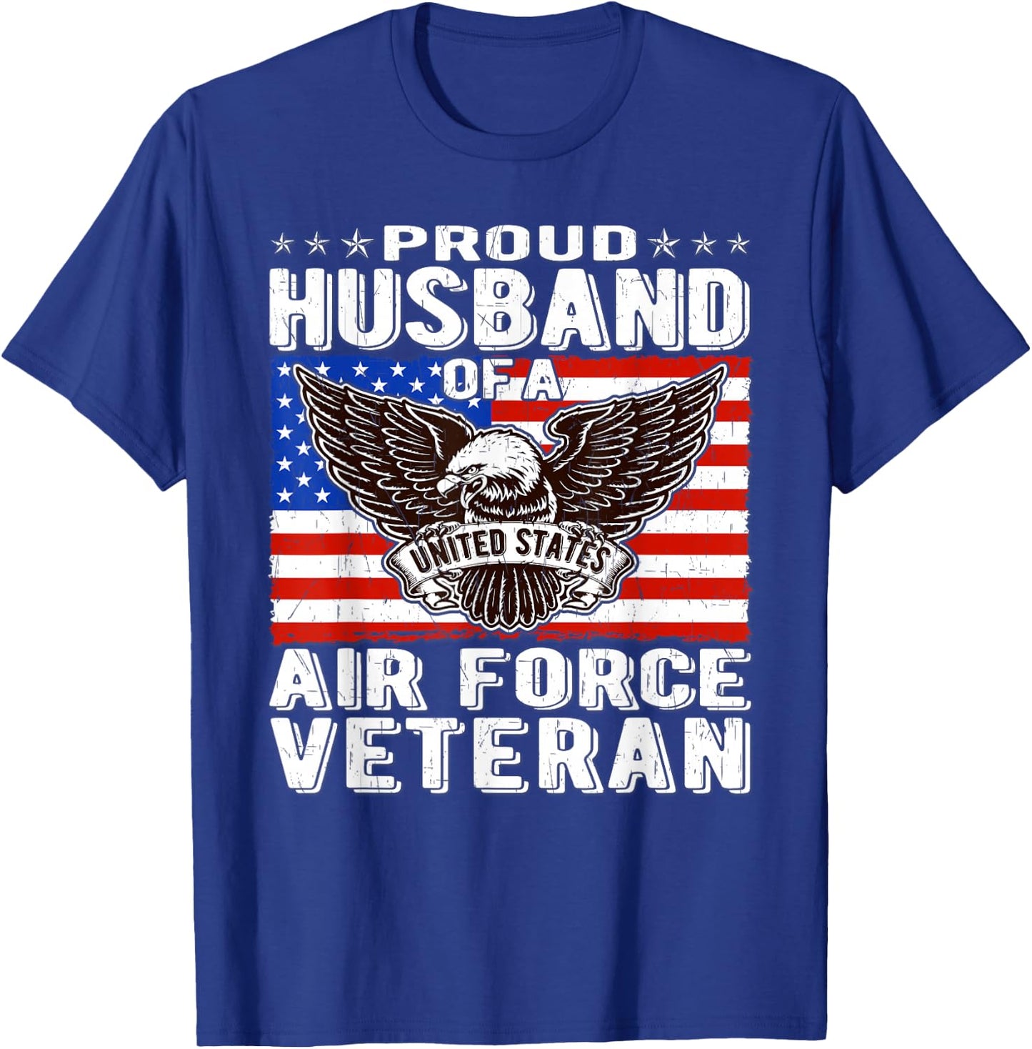 Proud Husband Of Air Force Veteran Patriotic Military Spouse T-Shirt - T-Shirt | Royal