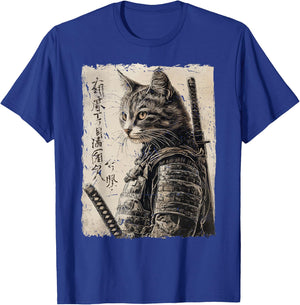 Samurai Cat Warrior Japanese Ukiyo-e Artwork Cat Samurai T-Shirt - T-Shirt | Royal