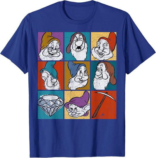 Disney Snow White Seven Dwarfs Panel Portraits T-Shirt - T-Shirt | Royal