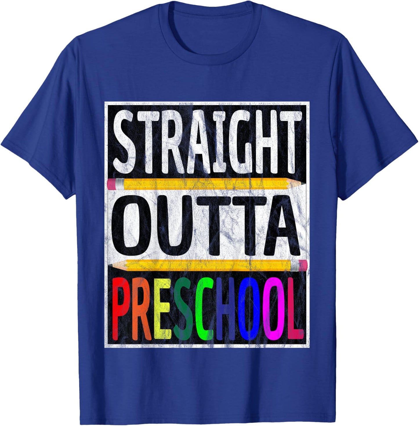 Kids Straight Outta Preschool Graduation Gift T-Shirt - T-Shirt | Royal