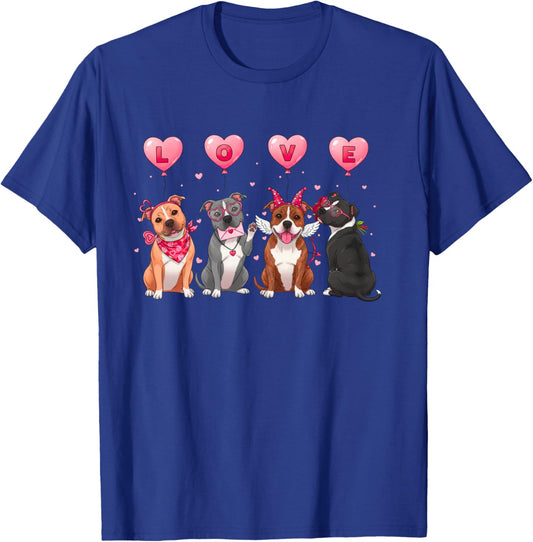 Valentines XOXO Love Pitbull Lover Pittie Mom Dog Person T-Shirt - T-Shirt | Royal