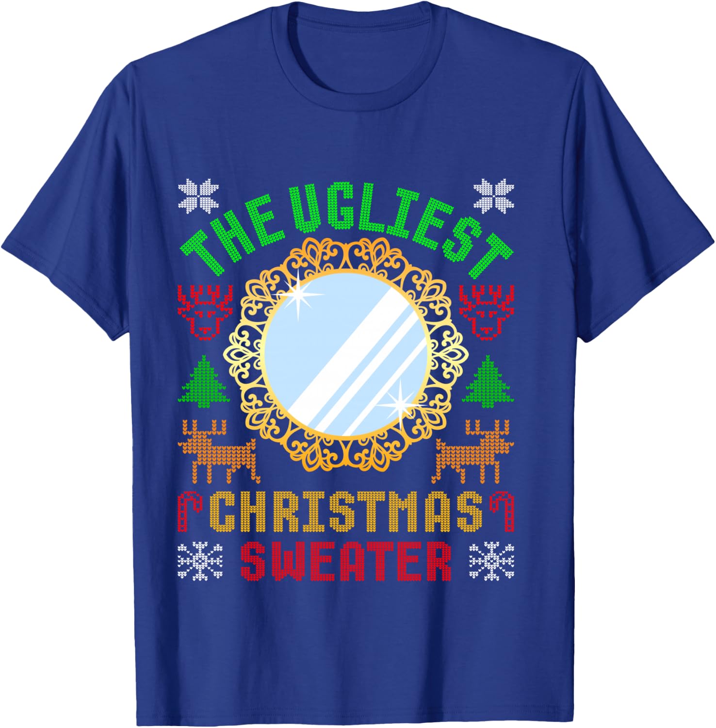 The Ugliest Christmas Sweater With An Image Of A Mirror T-Shirt - T-Shirt | Royal