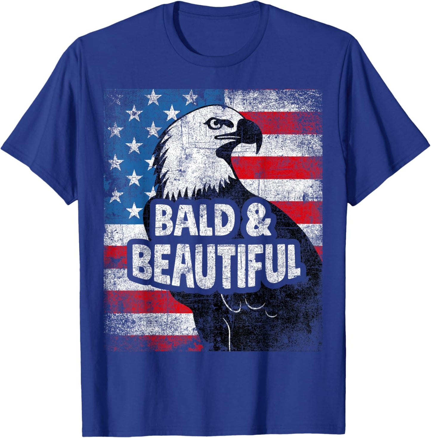 Eagle distressed vintage American flag grunge bald beautiful T-Shirt - T-Shirt | Royal