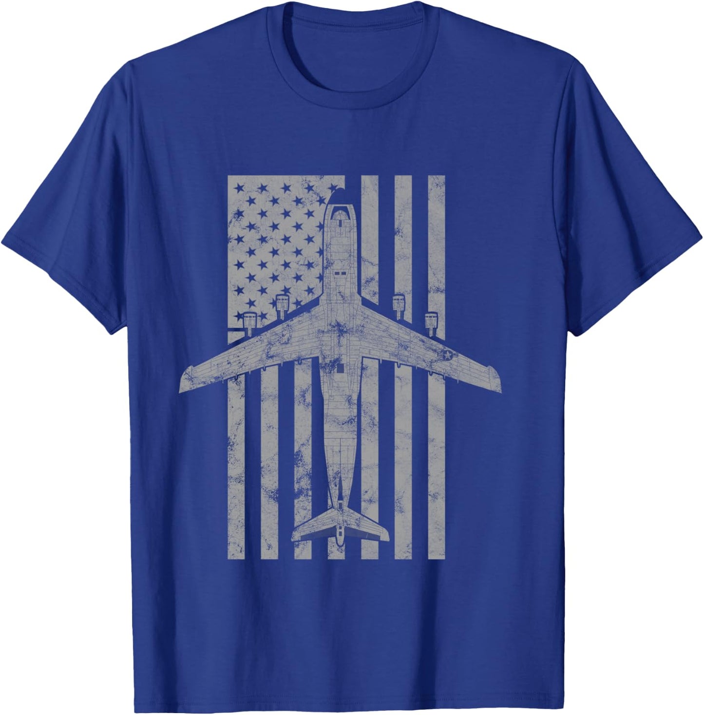 C-5 Galaxy Military Transport Airplane Vintage Flag T-Shirt - T-Shirt | Royal