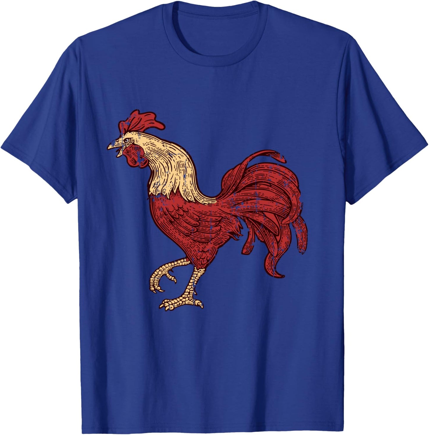 Rooster Retro Vintage T Shirt, Red Fighting Chicken Apparel T-Shirt - T-Shirt | Royal
