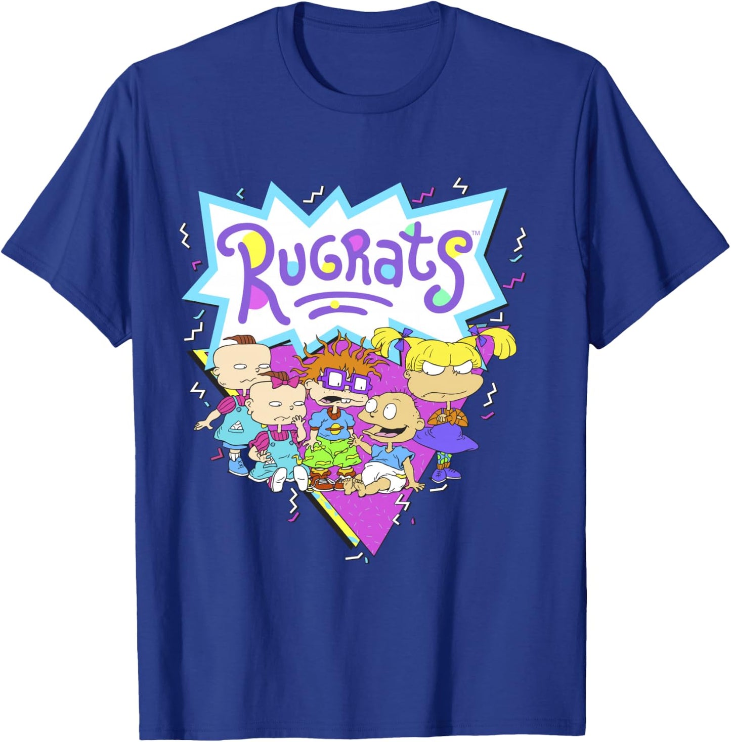 Rugrats Group Shot Retro Geometric Logo T-Shirt - T-Shirt | Royal