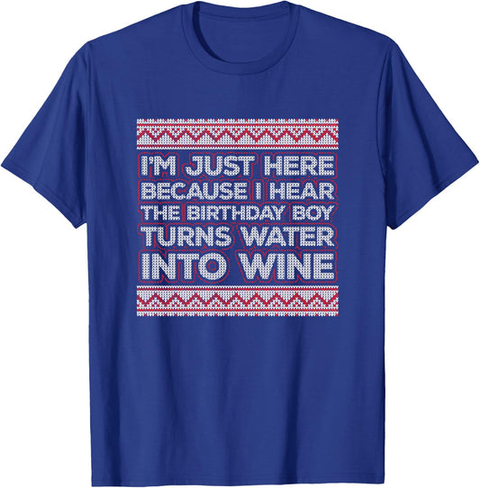Funny Ugly Christian Christmas Meme - Turns Water into Wine T-Shirt - T-Shirt | Royal