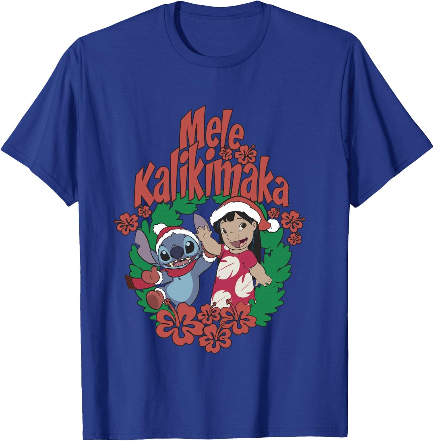 Disney Lilo & Stitch Christmas Mele Kalikimaka Wreath T-Shirt - T-Shirt | Royal