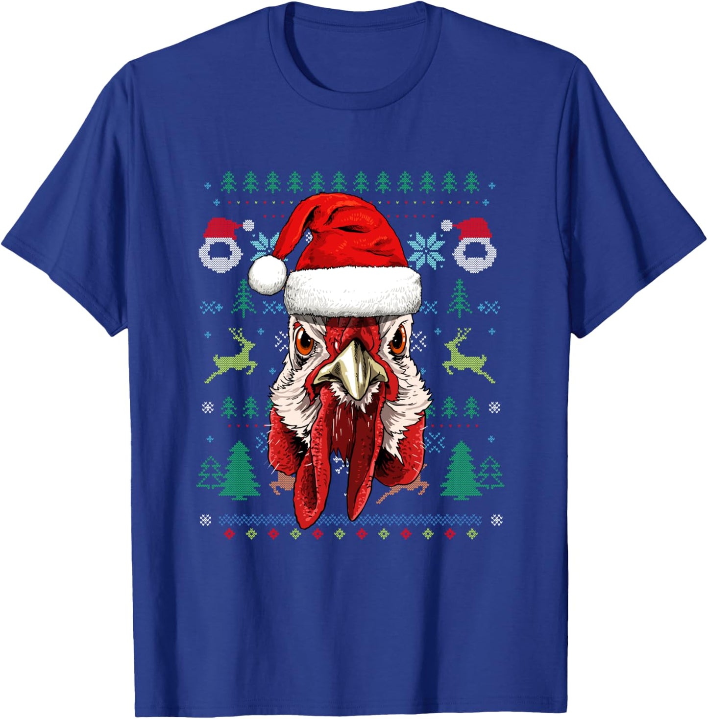 Chicken Ugly Christmas Santa Hat Xmas Kids Boys Girls T-Shirt - T-Shirt | Royal