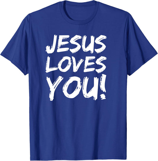Christian Evangelism Gift Jesus Loves You! T-Shirt - T-Shirt | Royal
