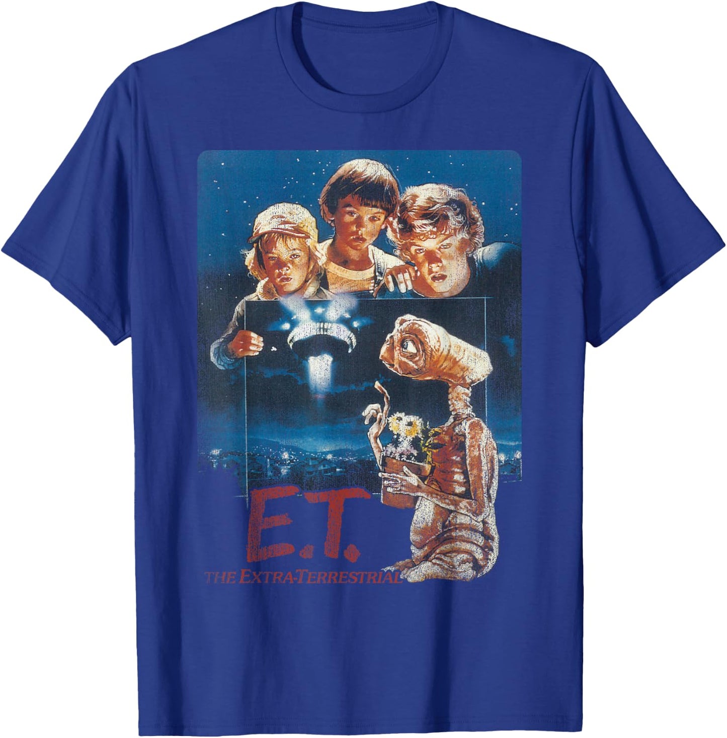 E.T. Distressed Vintage Photograph Graphic T-Shirt - T-Shirt | Royal