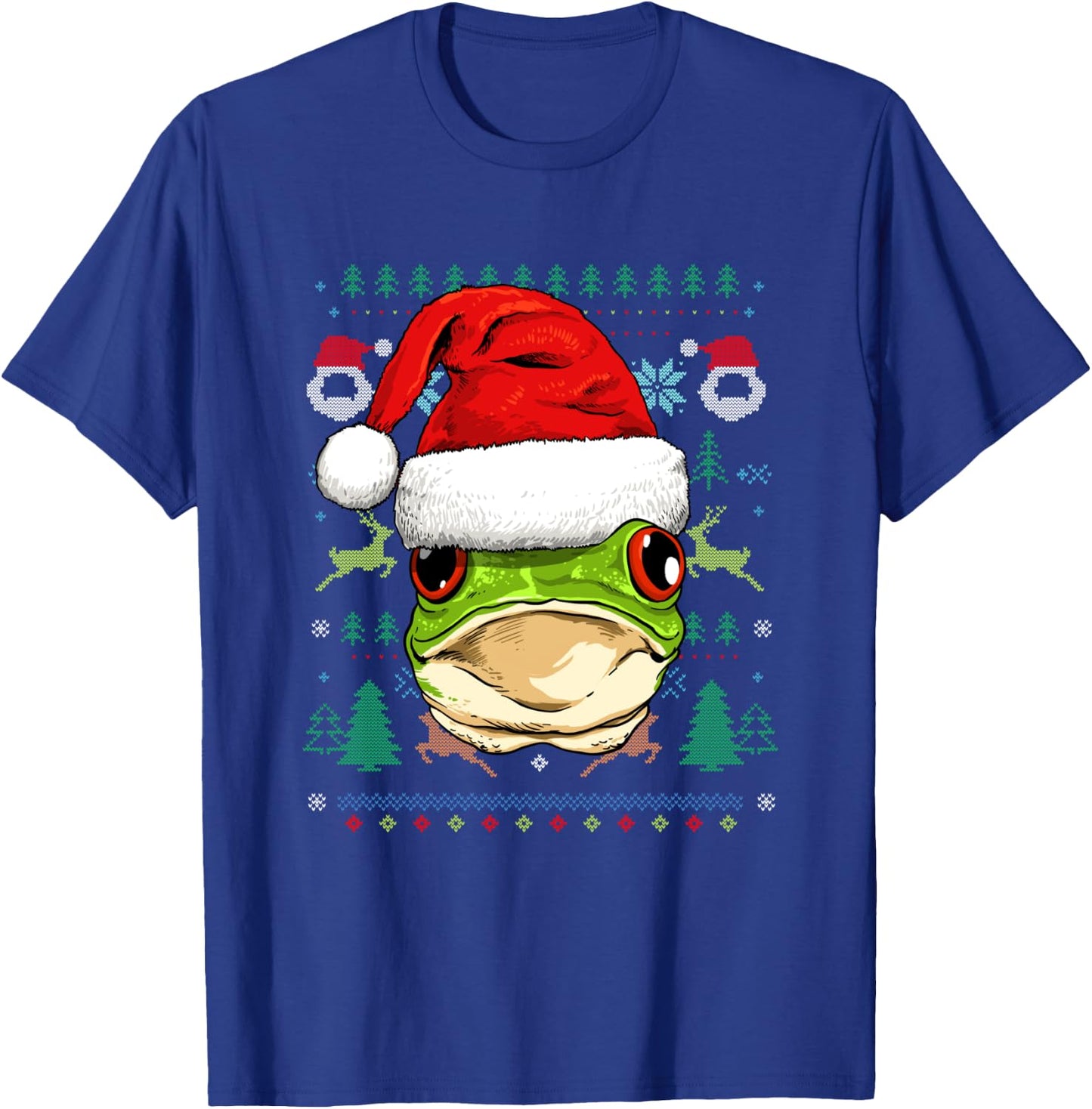 Frog Ugly Christmas Santa Hat Xmas Kids Boys Girls T-Shirt - T-Shirt | Royal