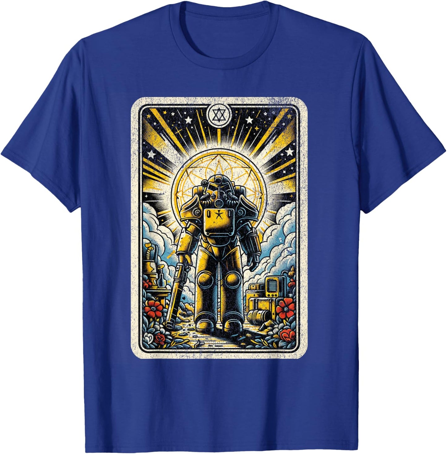 Vintage Nuclear Fallout Tarot Card Retro Steel Armor Man T-Shirt - T-Shirt | Royal