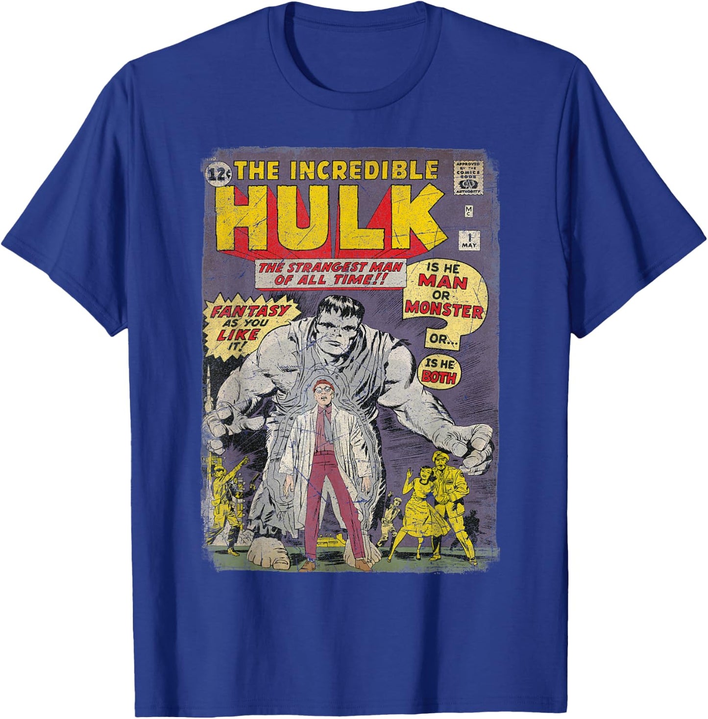 Marvel The Incredible Hulk Classic Retro Comic Book T-Shirt - T-Shirt | Royal