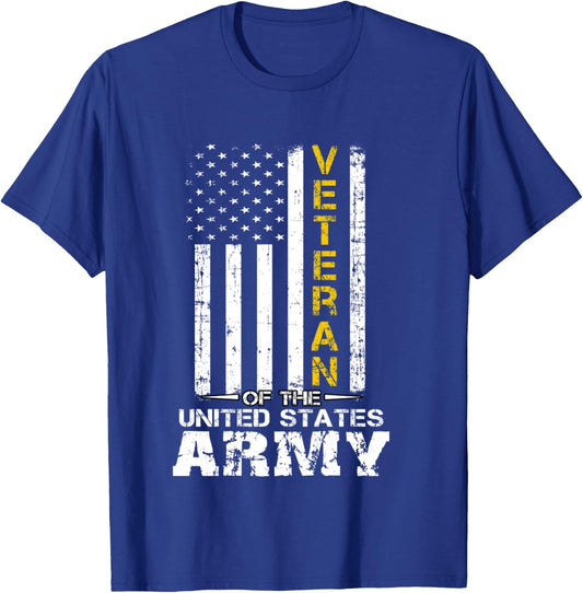 Veteran of United States US Army Gold T-Shirt - T-Shirt | Royal