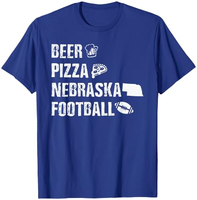 Nebraska Football Lover Gift - Beer Pizza Nebraska Football T-Shirt - T-Shirt | Royal