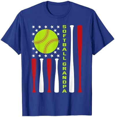 Softball Grandpa American Flag Vintage ic Game Day T-Shirt - T-Shirt | Royal