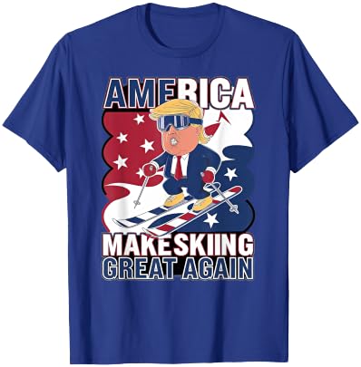 Cool Make Skiing Great Again Donald Trump Ski USA T-Shirt - T-Shirt | Royal