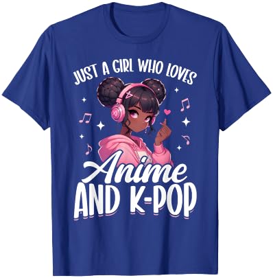 Just A Girl Who Loves Anime and K-Pop African American Afro T-Shirt - T-Shirt | Royal