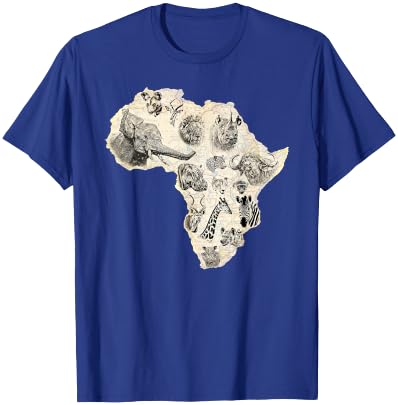 Africa's Most Popular Wild Animals on Africa Map T-Shirt - T-Shirt | Royal