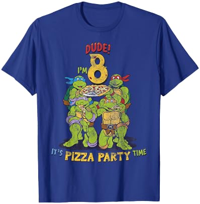 Teenage Mutant Ninja Turtles I'm 8 Dude Pizza Birthday Party T-Shirt - T-Shirt | Royal