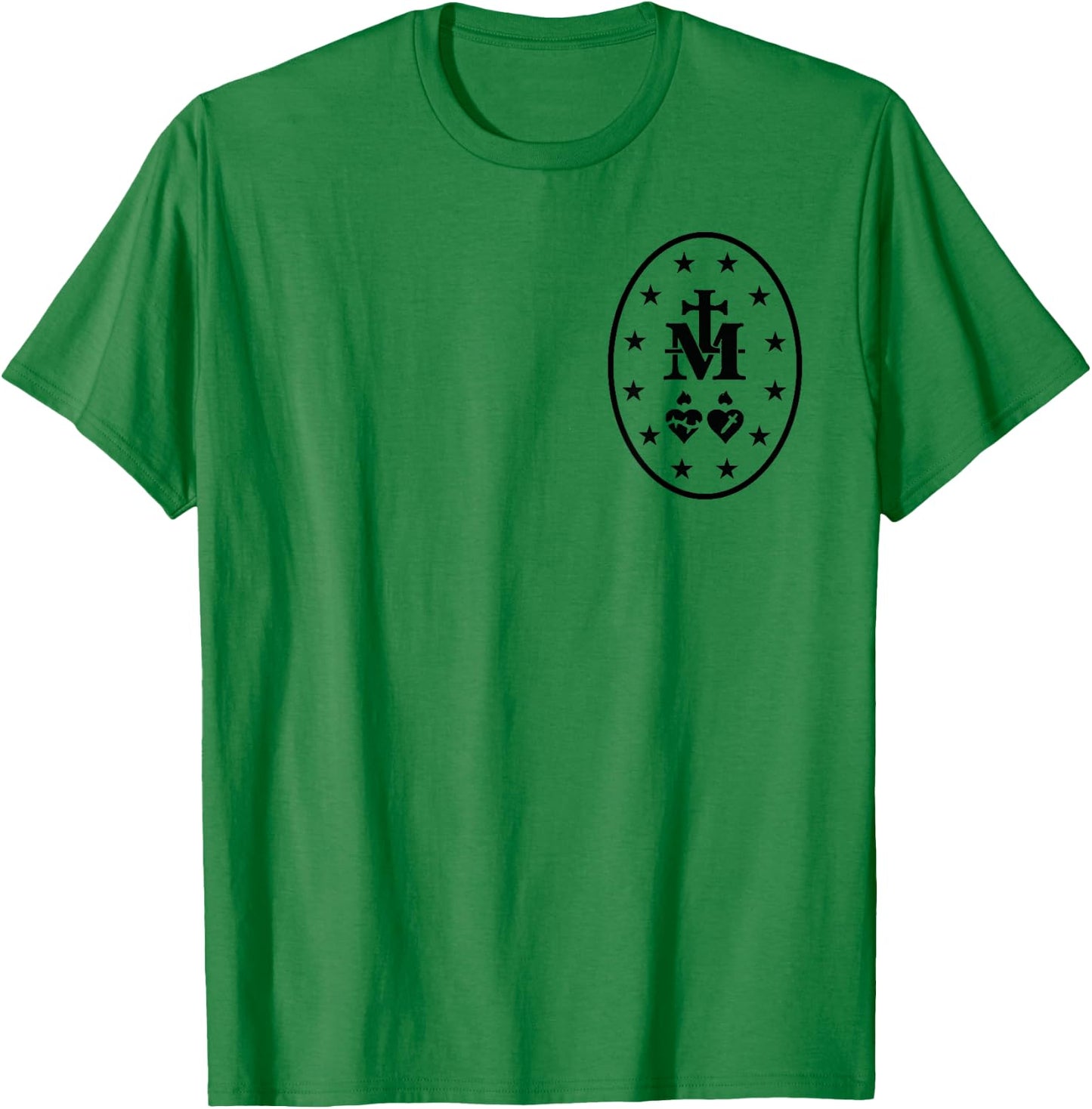 Miraculous Medal Catholic Virgin Mary Sacred Heart T-Shirt - T-Shirt | Irish Green