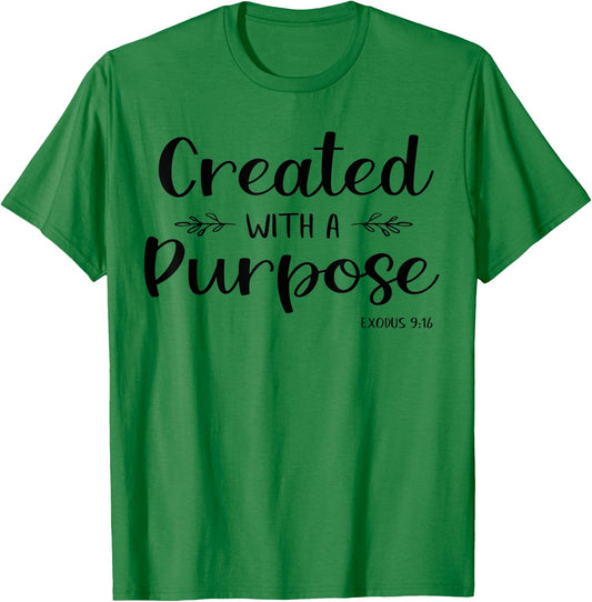 Created With A Purpose Exodus Bible Verse Shirt Christian T-Shirt - T-Shirt | Irish Green