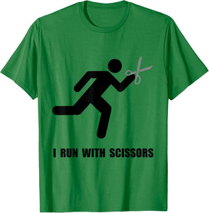 Run With Scissors Funny T-Shirt - T-Shirt | Irish Green