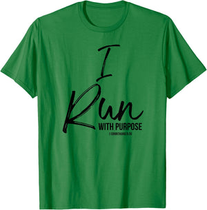 I Run with Purpose Shirt 1 Corinthians 9:26 T-Shirt - T-Shirt | Irish Green