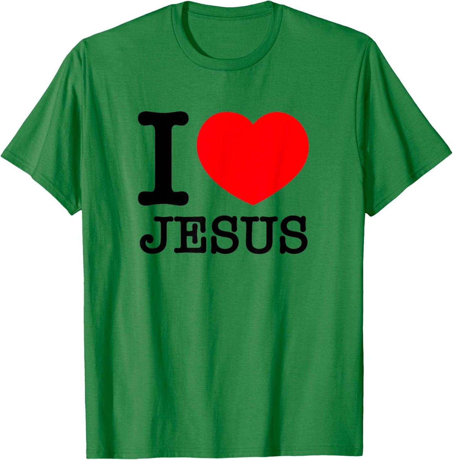 I Love (Heart) Jesus - Red Heart Black Text Design T-Shirt - T-Shirt | Irish Green