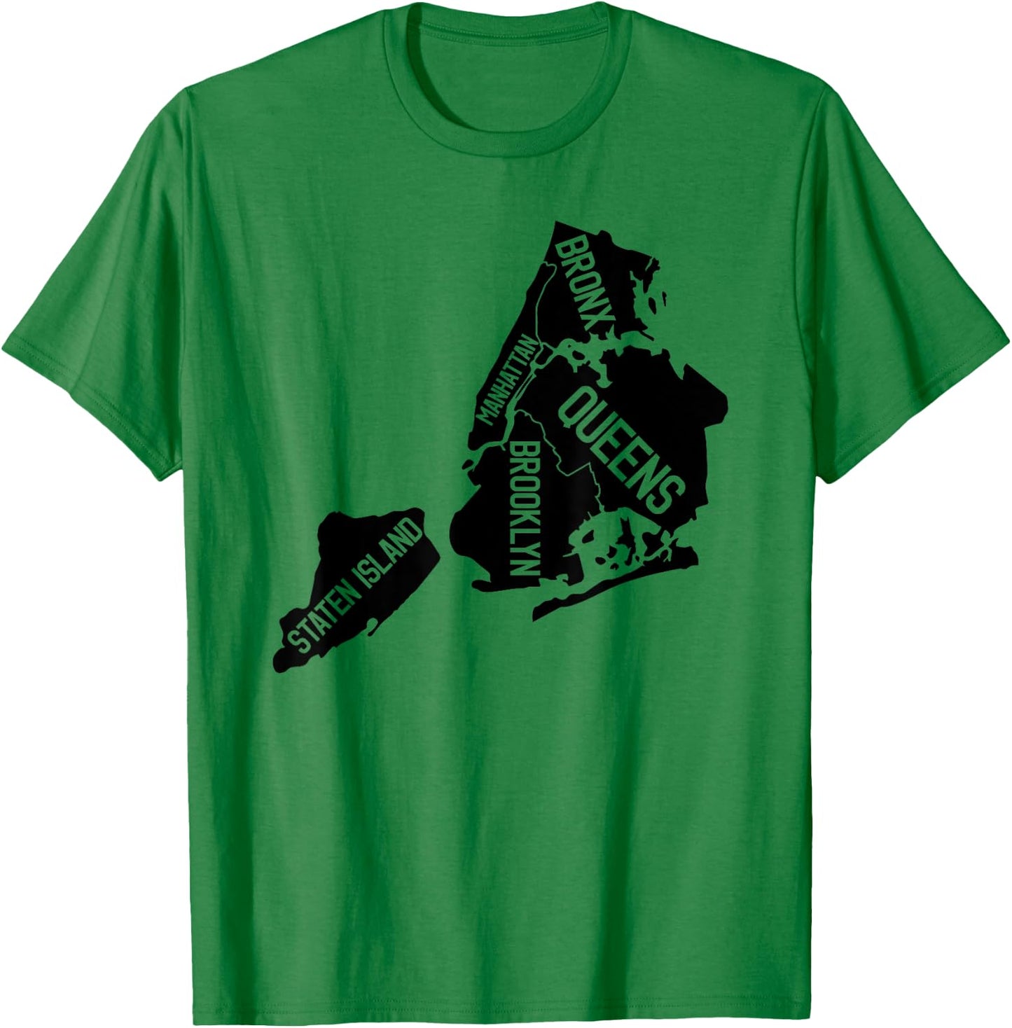 New York City Boroughs Map T-Shirt - T-Shirt | Irish Green