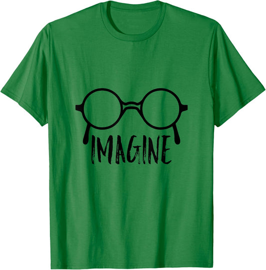 IMAGINE - round glasses 1980s 1970s 1960s T-Shirt - T-Shirt | Irish Green