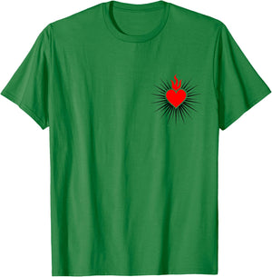 Sacred Heart Love Jesus Christ God Christian Church Religion T-Shirt - T-Shirt | Irish Green