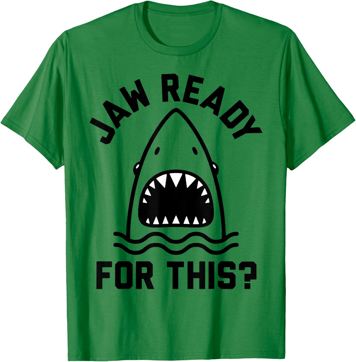 Jaw Ready For This Shark Line Art T-Shirt - T-Shirt | Irish Green