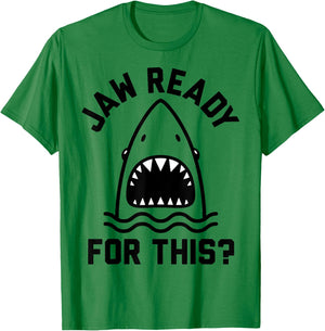 Jaw Ready For This Shark Line Art T-Shirt - T-Shirt | Irish Green
