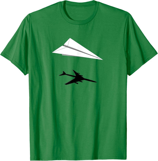 Paper Airplane Shadow 747 A340 A380 T-Shirt - T-Shirt | Irish Green