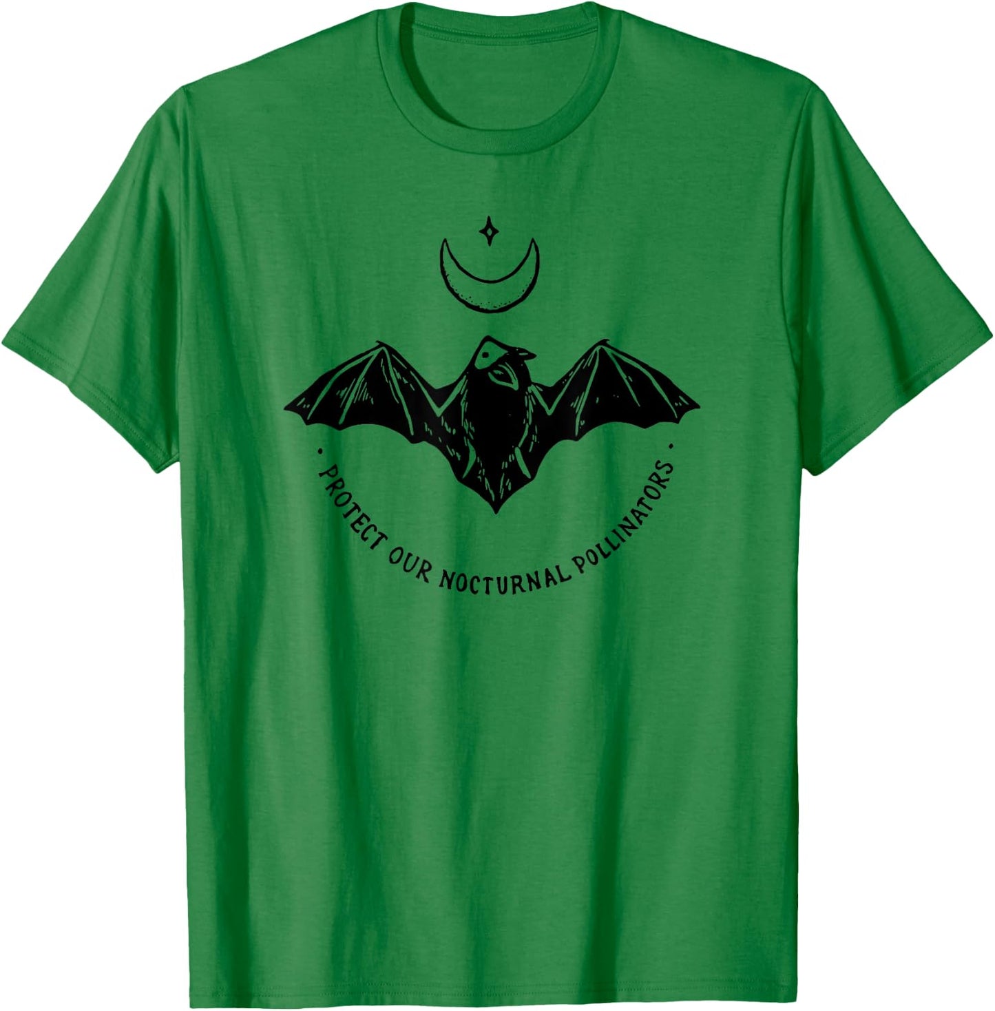 Protect Our Nocturnal Polalinators Bat with Moon Halloween T-Shirt - T-Shirt | Irish Green