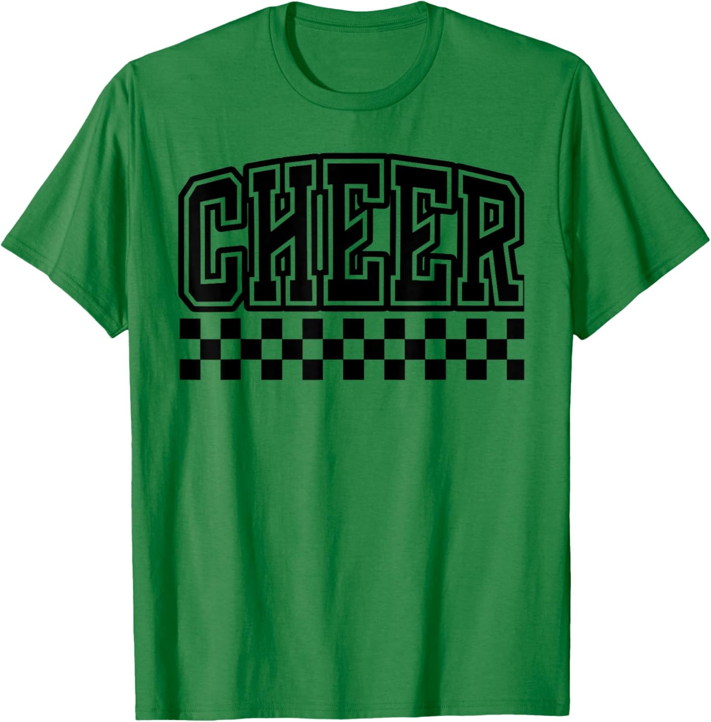 Checkered Cheer Cheerleading for Cheerleader Squad BFF Youth T-Shirt - T-Shirt | Irish Green