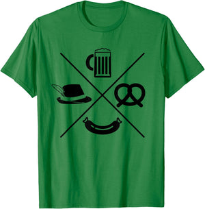 Oktoberfest - Beer Wurst Pretzel Funny German Souvenir Gift T-Shirt - T-Shirt | Irish Green