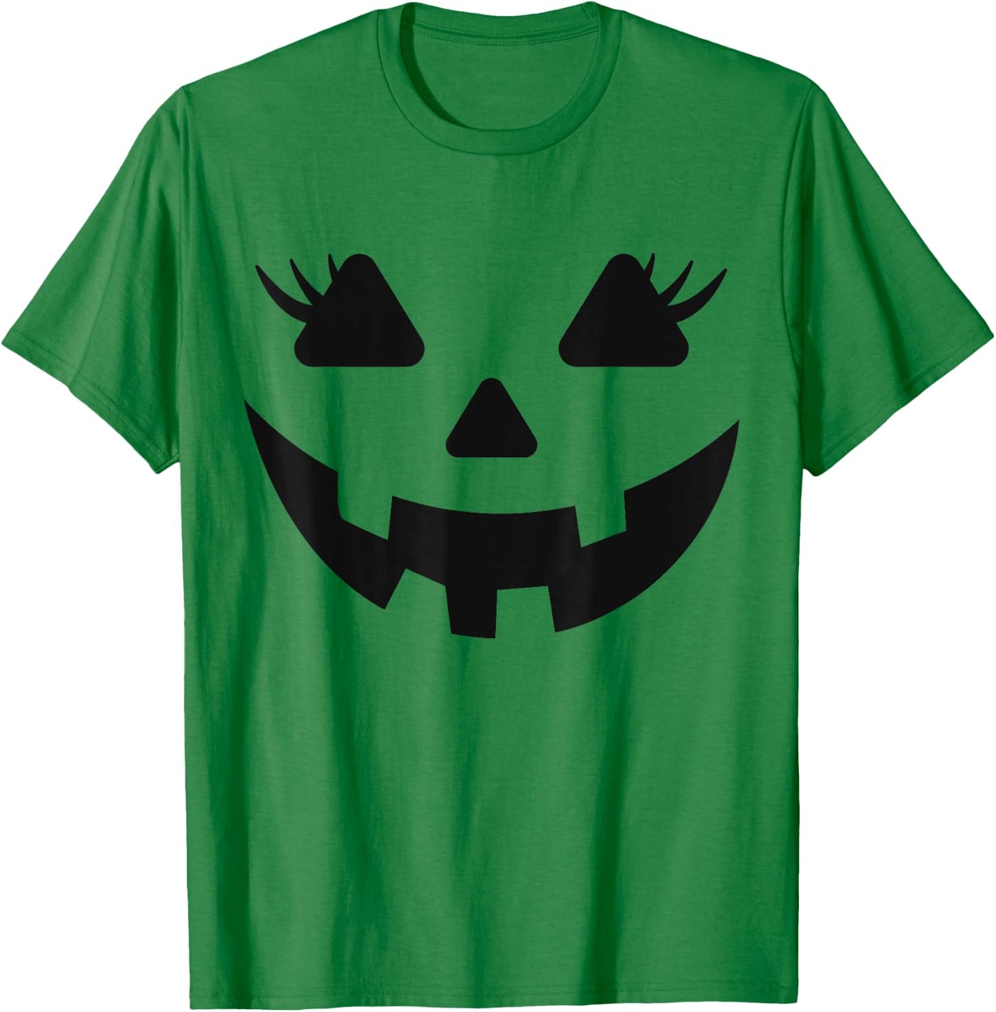 Jack O Lantern Face Pumpkin Eyelashes Halloween Women Girls T-Shirt - T-Shirt | Irish Green