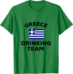 Funny Greece Drinking Team Beer Drunk Greek Flag Party Gift T-Shirt - T-Shirt | Irish Green