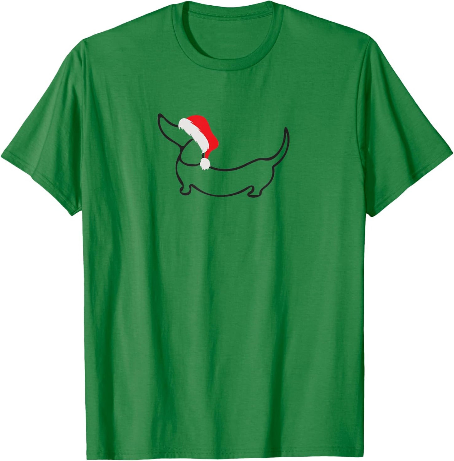 Dachshund In Santa Hat Christmas T-Shirt - T-Shirt | Irish Green