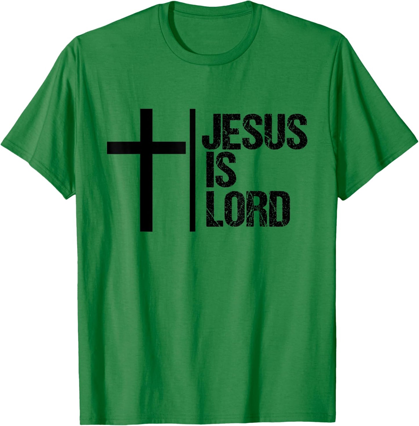 Jesus is Lord Cross Faith Christian Bible God Holy T-Shirt - T-Shirt | Irish Green
