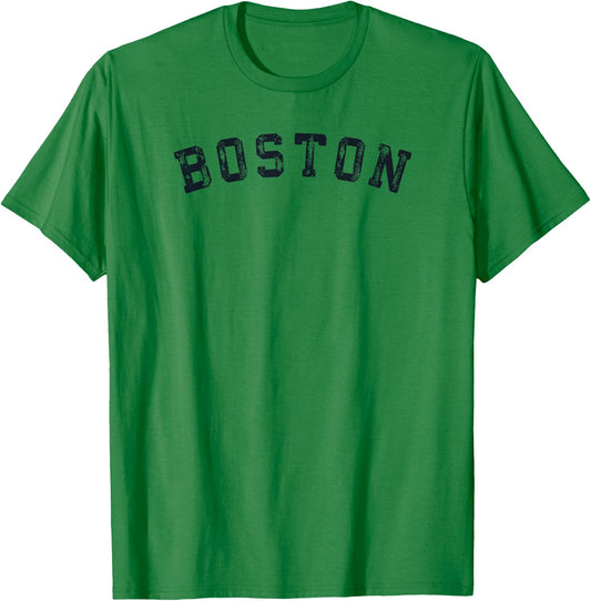 Vintage Boston T Shirt Distressed Old Retro Sports Gift T-Shirt - T-Shirt | Irish Green