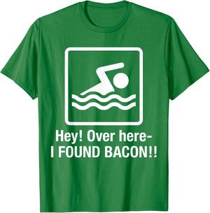 Funny I found Bacon , Bacon Swimming Shirt Geek T-Shirt - T-Shirt | Irish Green